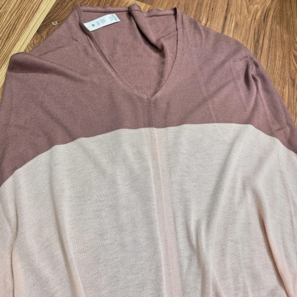 Lululemon‎ Athletica Sweater Cape Womens One Size Pink Viscose Blend V Neck Knit